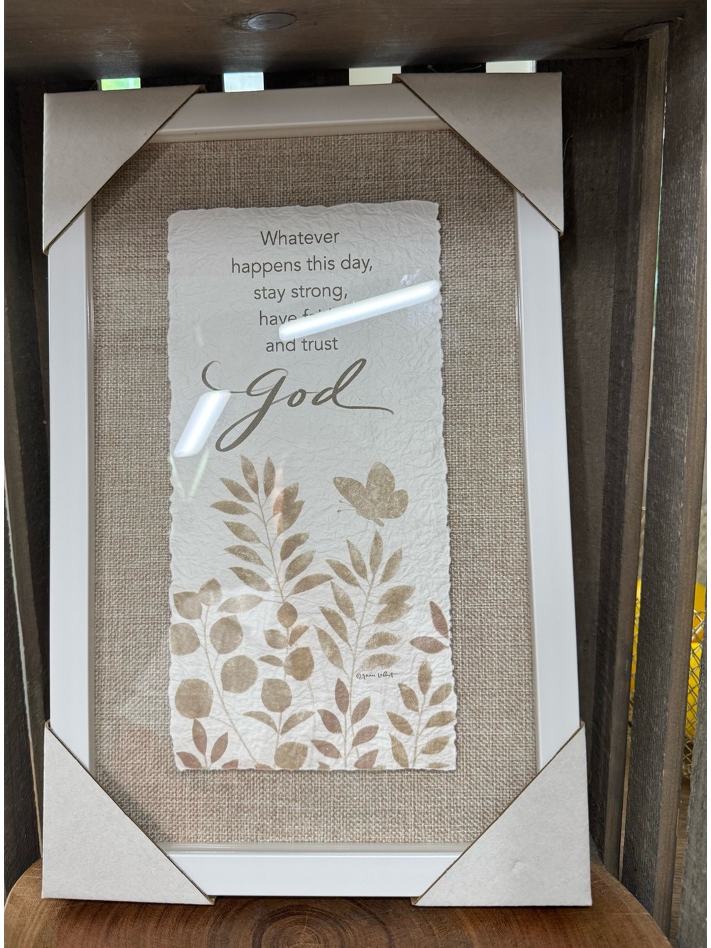 Hobby Lobby Burlap Backed Framed Inspirational Wall Art 14”x9”x1”. New.